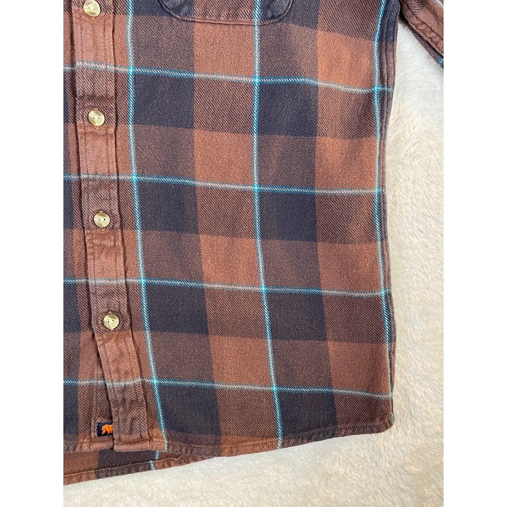 The Normal Brand Shirt Men's M-T Brown Blue Plaid Flannel Long Sleeve Cotton - Picture 6 of 10